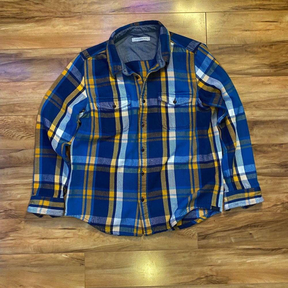 Outerknown organic cotton plaid long sleeve shirt